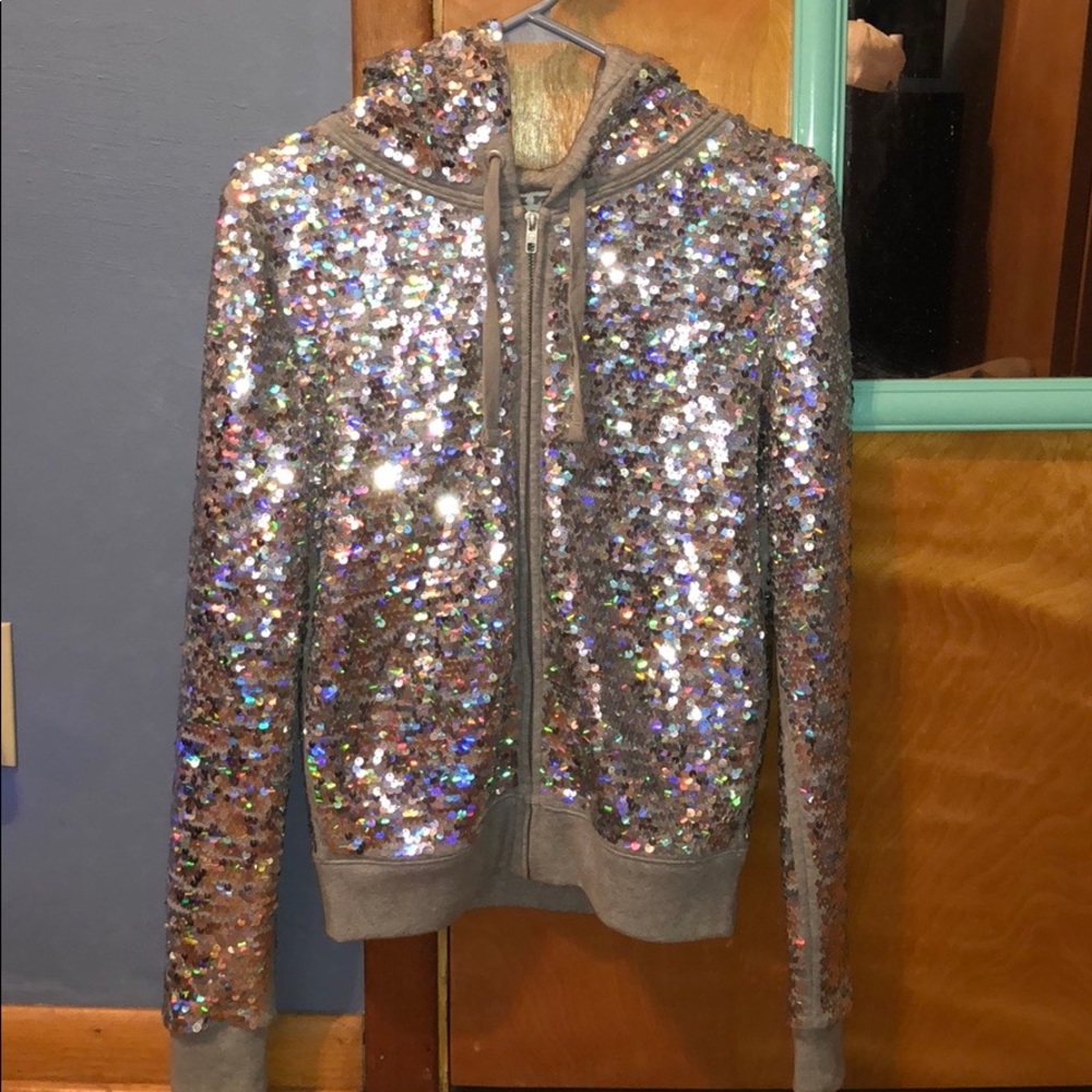 Pink “fashion show 2013” sequence zip up hoodie